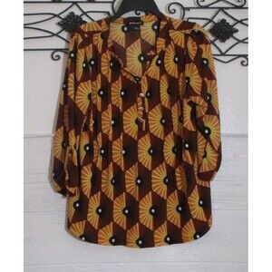 By Design Women's Knit Top Size L Long Sleeve Multicolor Geometric Blouse